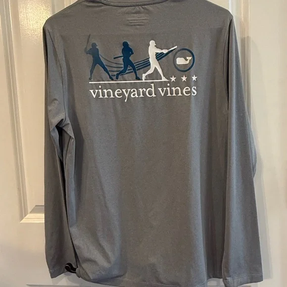 Vineyard Vines Performance Long Sleeve Tee Youth XL 18 Gray Baseball Graphic - Picture 4 of 5